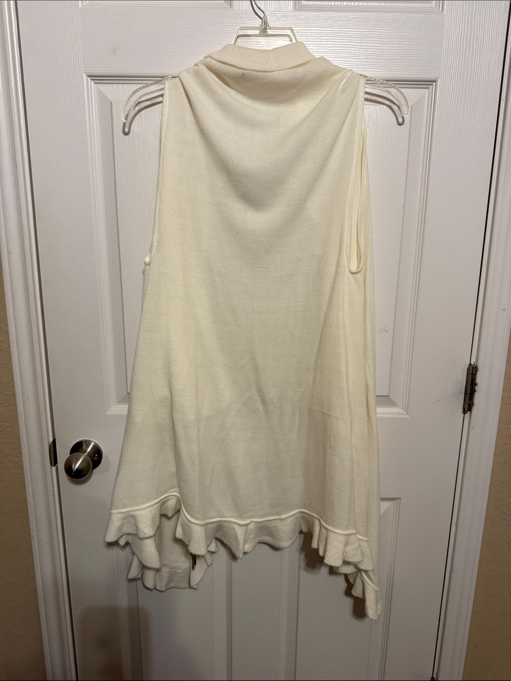 Cream Ruffle Open-Front Women's Sweater - Picture 4 of 4